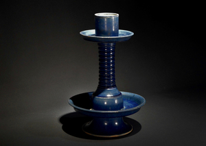 包老唐三彩蓝釉灯台包老唐三彩真品蓝釉灯台熏炉 个头五十公分左