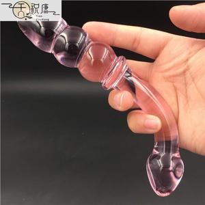 双用玻璃水晶阳具冰火棒前后庭自慰器男女肛塞情趣用品成人用品.