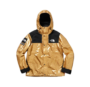 supreme 北面联名款金属亮面冲锋衣男女同款金色