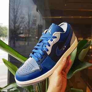 耐克男鞋air jordan aj1黑曜石蓝色低帮耐磨防滑篮球鞋dr8867-400