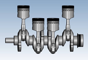 曲轴,连杆,活塞三维模型,prt格式,ug,proe,sol