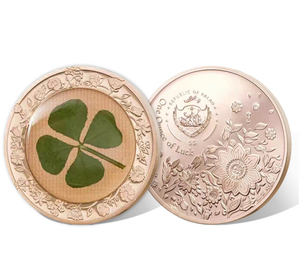 2022年帕劳发行幸运四叶草5元镀金精制纪念银币/全新