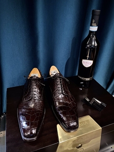silvano lattanzi郎丹泽男士鳄鱼皮德比鞋