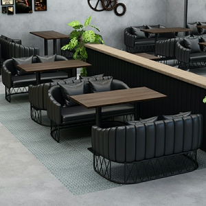 工业风沙发卡座酒吧清吧书吧洽谈室咖啡厅烧烤店西餐厅桌椅组合