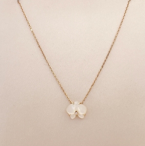 卡地亚黄金白贝母兰花系列蝴蝶项链