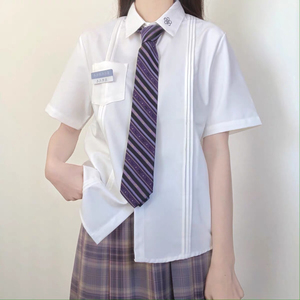 刺篇樱池高 原创JK制服正版日系风琴褶刺绣女款短袖白衬衫夏款