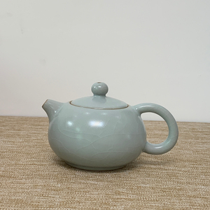 元盏台湾丰子汝窑茶壶汝瓷手工泡茶单壶陶瓷功夫茶具开片西施壶