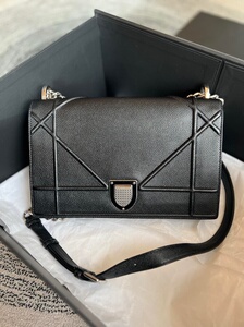 dior迪奥diorama黑色牛皮盾牌包