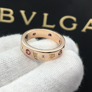 bvlgari宝格丽玫瑰金宽版彩宝56号戒指女戒宝石戒指