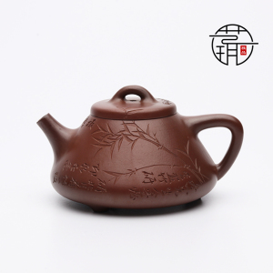 吕尧臣弟子张艺馨子冶石瓢之竹大红袍柴烧220cc宜兴全手紫砂壶