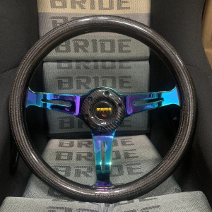 新款momo碳纤维方向盘14寸改装快拆方向盘本田gk5八代思