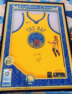 库里亲签球衣 库里城市版au签名球衣 curry 亲签加描述