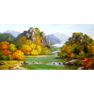 (朝鲜)郑贤油画/平壤美术大学《背有靠山》一级画家d3062