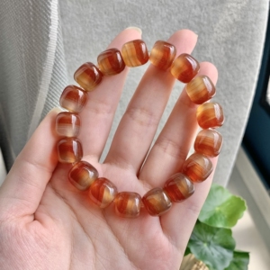 极品巴西玛瑙红景黄冰老型珠手串