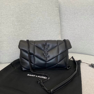 国内现货ysl/圣罗兰 女士puffer中号黑色绗缝小羊皮包