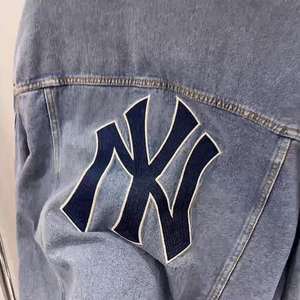 mlb重磅发布洋基队后背 ny大字母刺绣牛仔外套suprem