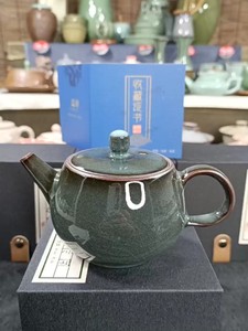 林孝龙青瓷茶壶单个哥窑冰裂开片家用手工壶龙泉陶瓷功夫茶具大号