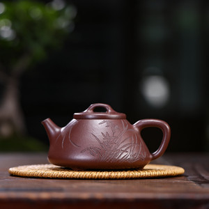 臻品好料 国助工 顾燕梅【心舟石瓢】稀有原矿龙血砂 宜兴紫砂壶