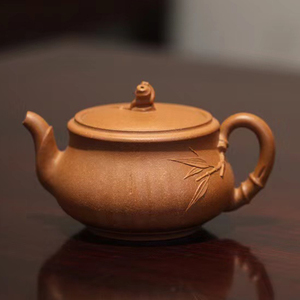 宜兴紫砂壶钟老师怀竹原矿降坡泥约280cc名家正宗精品泡茶具