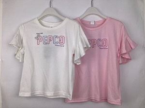 120码小猪班纳PEPCO品牌童装夏季圆领纯棉短袖衫 荷叶袖