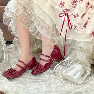 【xd出】榛果可可花束Lolita鞋 小情歌 漆皮红中跟m码