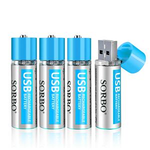 SORBO硕而博5号USB充电锂电池1.5V 五号锂电池AA锂聚合物4节套装