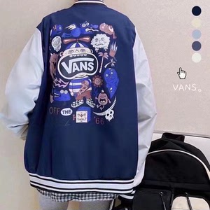 【万斯/vans趣味涂鸦秋季撞色拼接棒球服外套】