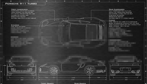 保时捷911 turbo 汽车三视图、汽车模型四视图，正视图