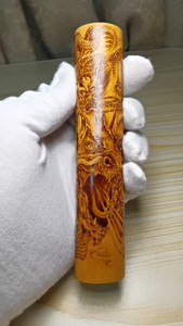 精品竹子纯手烙画九龙拉棺线雕