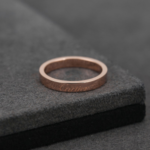 cartier卡地亚素圈logo玫瑰金窄版戒指,51号,原价