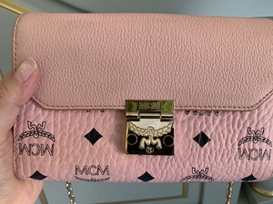 mcm小号链条包 粉色