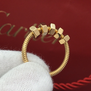 卡地亚18k黄金ecrou螺母戒指57号cartier螺丝戒