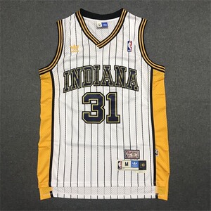 nba三分射手雷吉米勒球衣刺绣步行者31号复古断码球衣l.