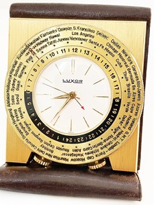 收藏级 瑞士LUXOR卢克索 世界时间 旅行机械闹钟。