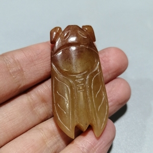 古玩老货保真包老古玉老玉和田玉玉蝉,雕工老到精湛,玉质熟旧细
