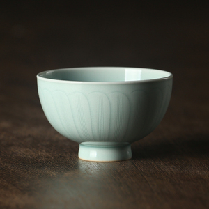 吴俊龙泉青瓷品茗杯主人杯手工杯单杯纯手工莲瓣杯高档礼盒装12