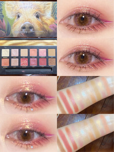 完美日记小猪盘十二色眼影 整体偏粉嫩色系 适合日常妆 易