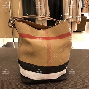 burberry千颂伊同款帆布经典格纹水桶包