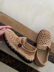 夏季凉鞋材料包布条包u勾拖鞋毛线鞋纯手工编织拖鞋毛线防滑0人付款