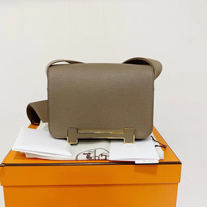 【99新】爱马仕/hermes女包geta双面logo大象灰单肩斜挎包