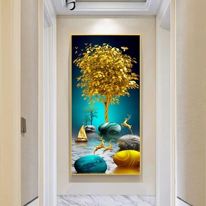 入户门画晶瓷玄关装饰画入户门挂画走廊过道竖版壁画客厅欧式沙发