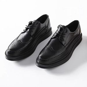 硬朗帅气!布鲁克风格 新款商务正装皮鞋男士黑色真皮牛