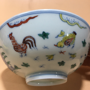 大明成化年制青花斗彩鸡缸碗古董古玩瓷器收藏摆件旧货陶瓷老花瓶