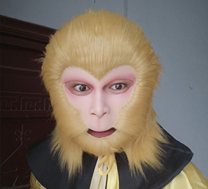 美猴王缝毛面具孙悟空头套分体手工缝制乳胶面具西游记演出服装道
