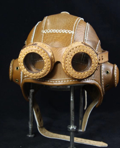 舒克和贝塔同款 飞行员机车皮帽头盔 用料:深棕色的头层牛皮