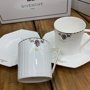 givenchy纪梵希骨瓷描金咖啡杯,红茶杯套装(两杯两碟)