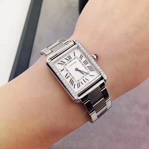 [9.8新]卡地亚坦克系列w5200013石英女士手表后镶钻二手正品腕表