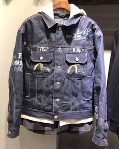 品牌evisu福神.牛仔外套,棉夹层!秋冬男士外套.帽子和衣