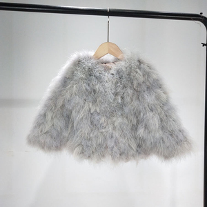 鸵鸟毛皮草儿童网红款2021秋冬季小女童加棉真鸵鸟毛外套潮特