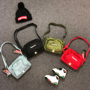 supreme 19ss 46th反光斜挎包男女单肩包腰包满